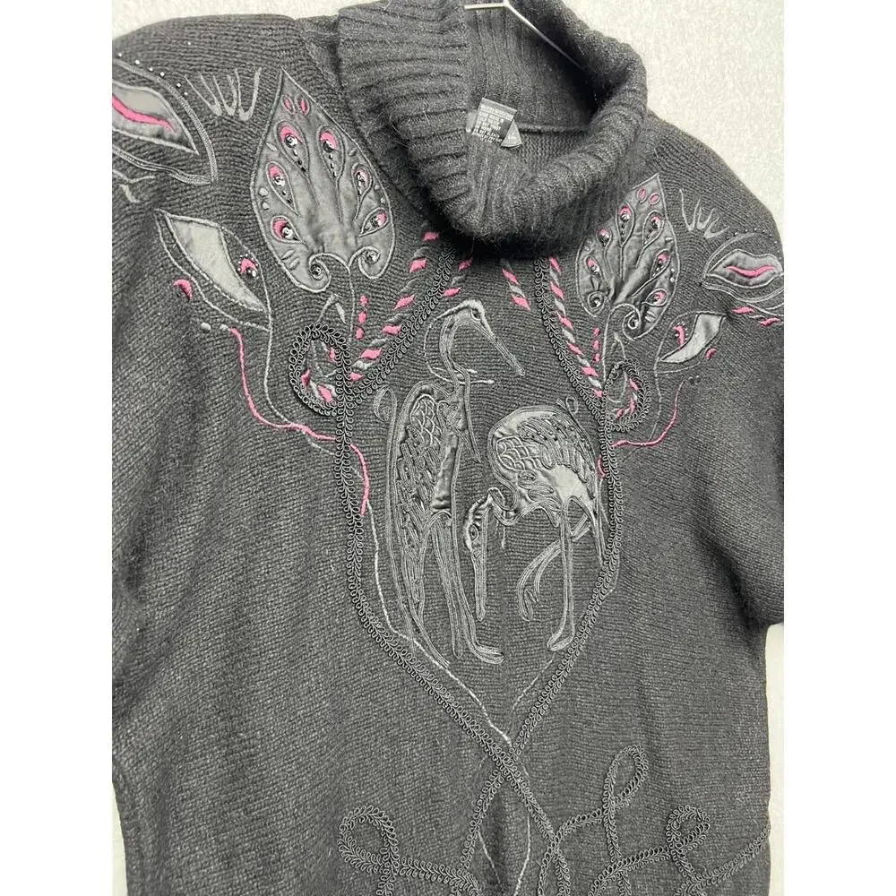 80s Vintage Silk Lambswool Angora Turtle Neck Knitted Sweater Crane Womens Sz S - Picture 5 of 12